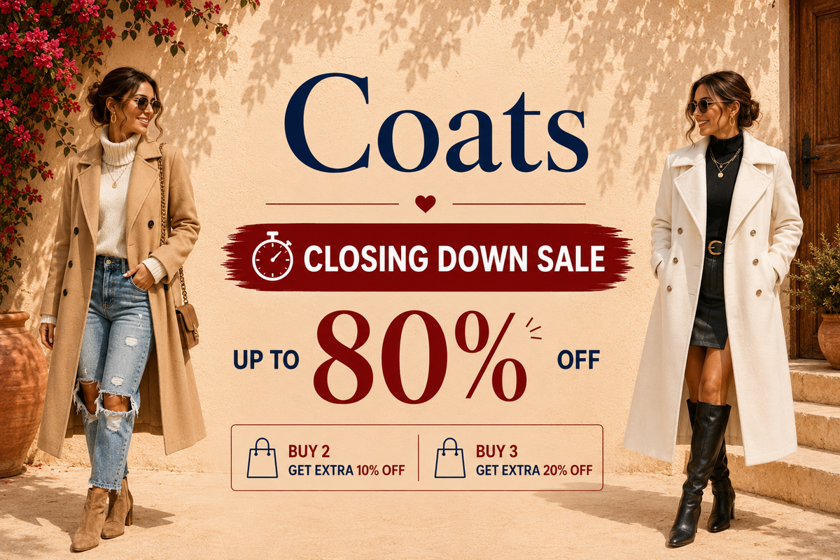 Coats - Closing Down Sale, up to 80% off