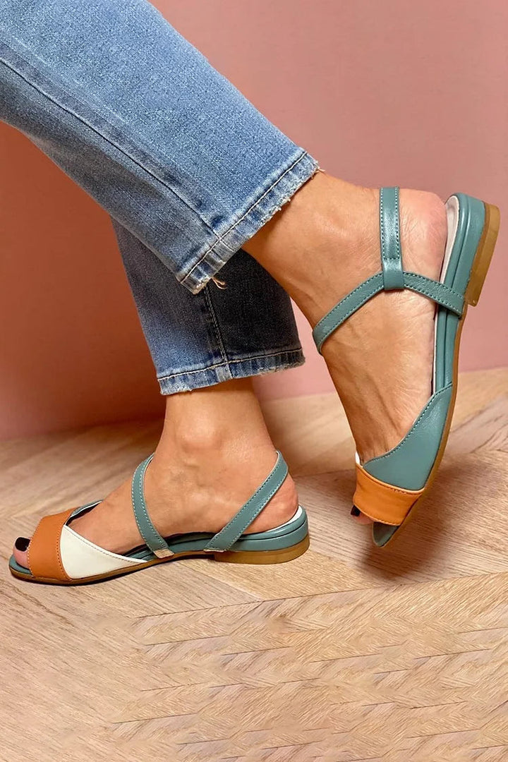 Bianca – Colour-Block Quilted Peep-Toe Slingback Sandals – Byron Grace