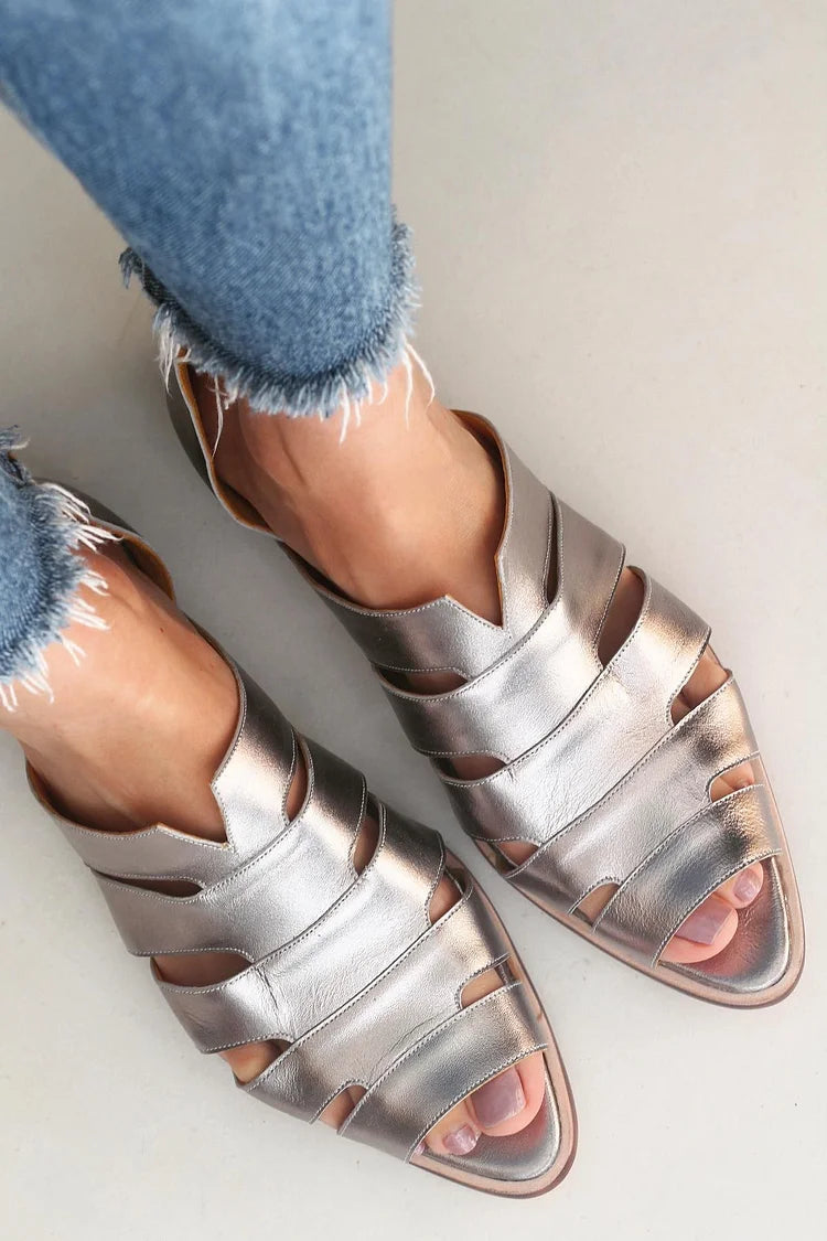Karina – Casual Cut-Out Peep-Toe Pointed Slip-On Ballet Flats – Byron Grace