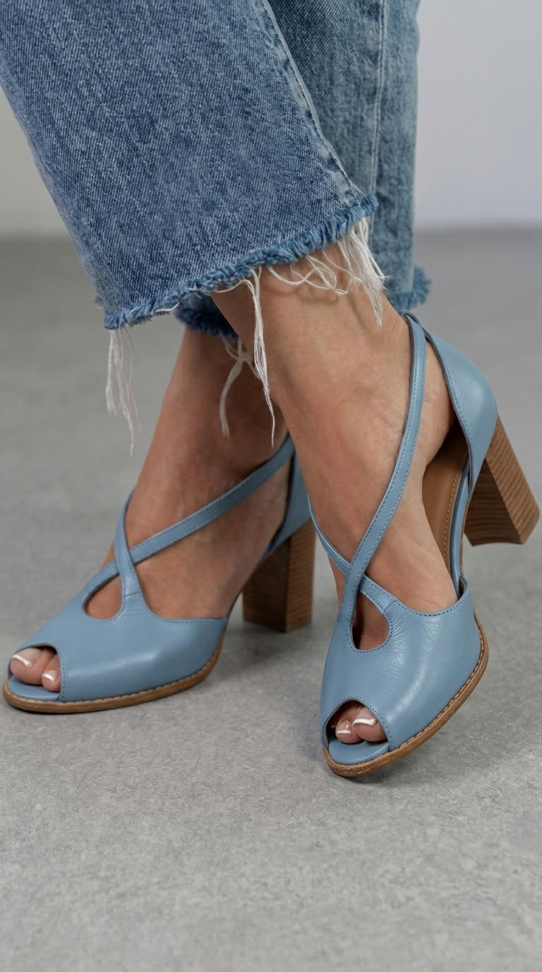 Wren – Blush and Pink Elegant Open-Toe Sandals with Criss-Cross Straps and Block Heel – Byron Grace