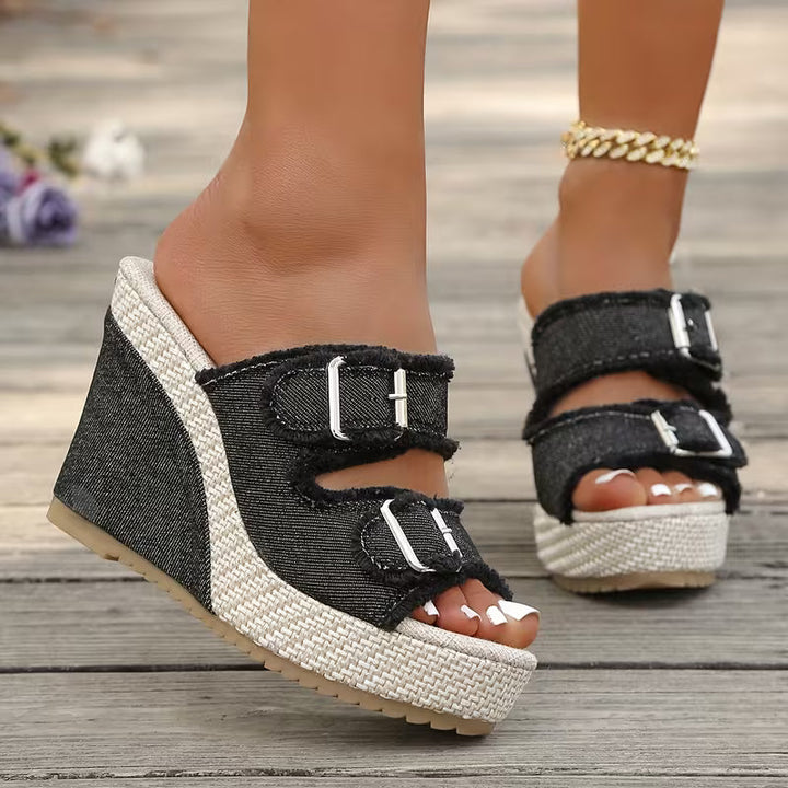 Amity - Fray Edge Wedge Sandals