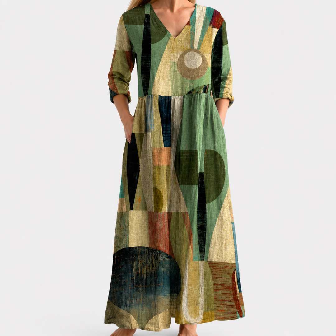 Winnie - Loose Fit V Neck Dress