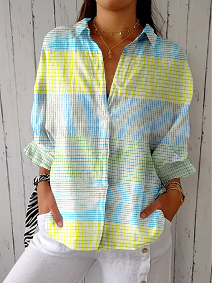 Filippa – Pastel Grid Blouse
