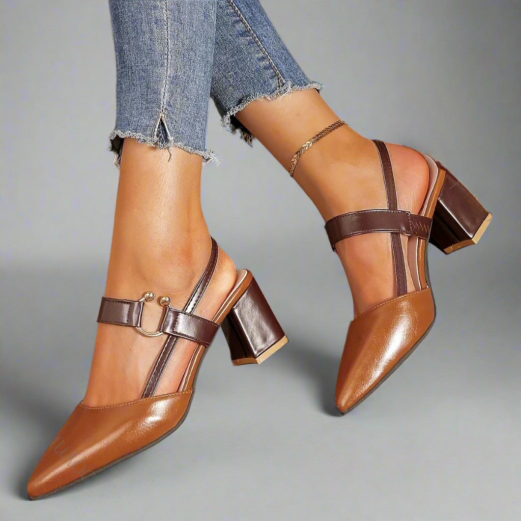 Willa – Leather Slingback Block Heels
