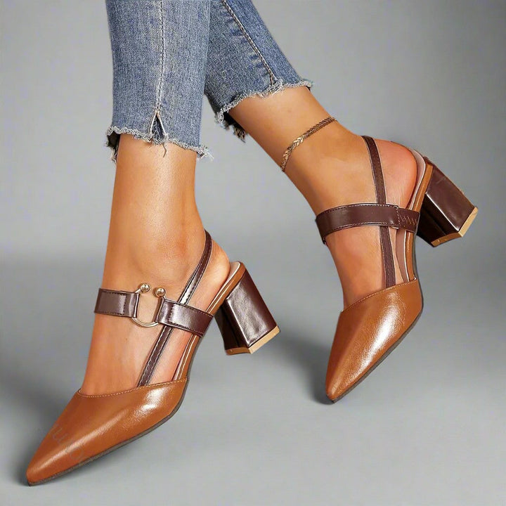 Willa – Leather Slingback Block Heels