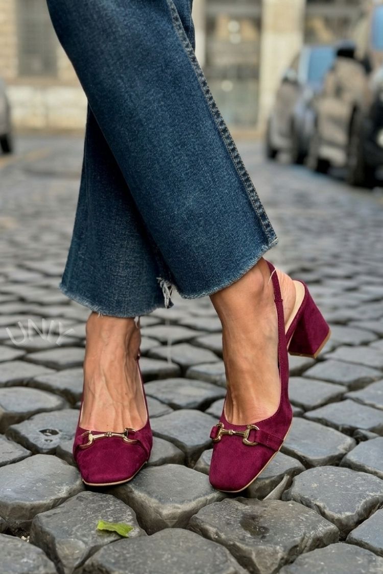 Layla – Olive Suede Slingback Block Heels – Byron Grace