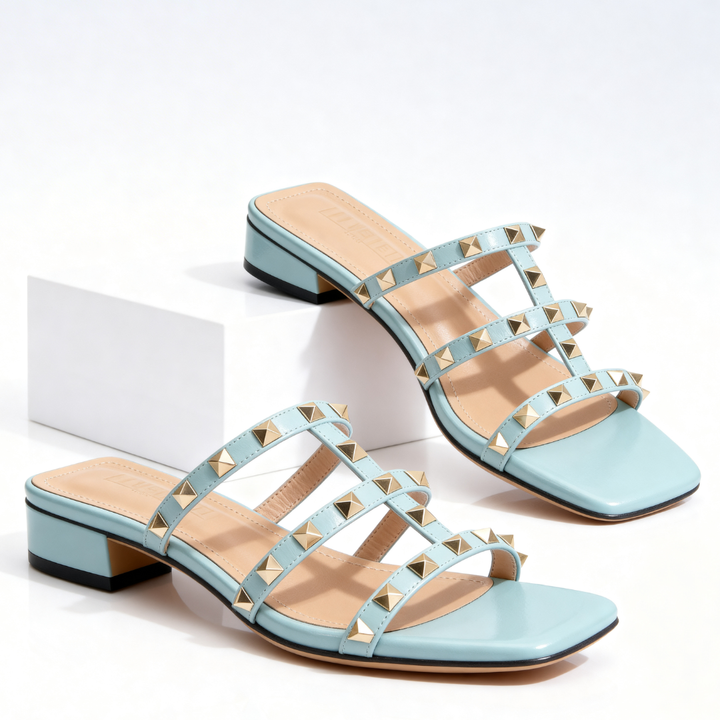 Oriana - Studded Leather Mule with Square Toe