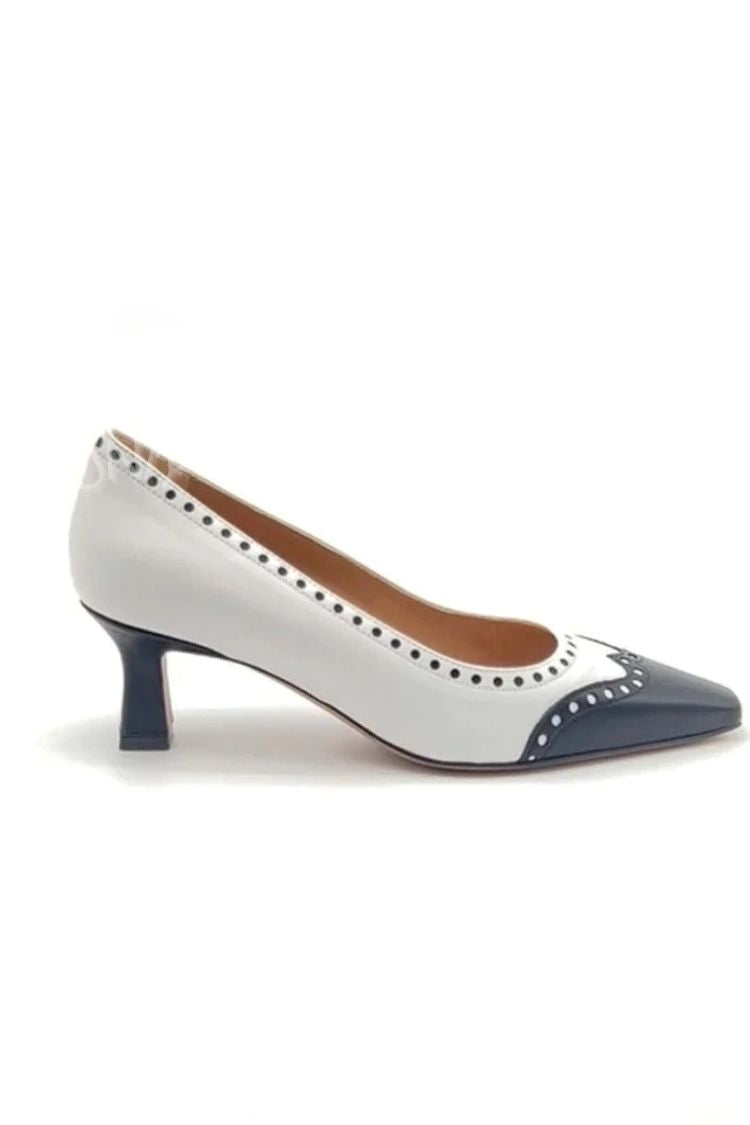 Olympia – Elegant Colour-Block Cut-Out Pointed Mid Heels – Byron Grace