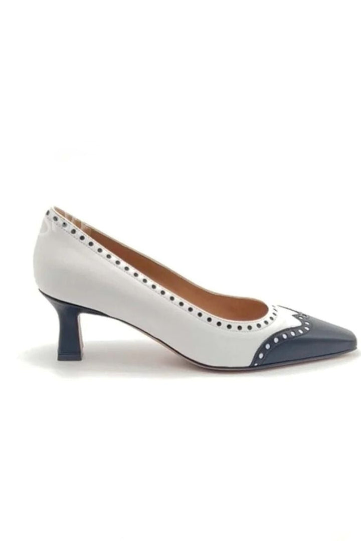 Olympia – Elegant Colour-Block Cut-Out Pointed Mid Heels – Byron Grace