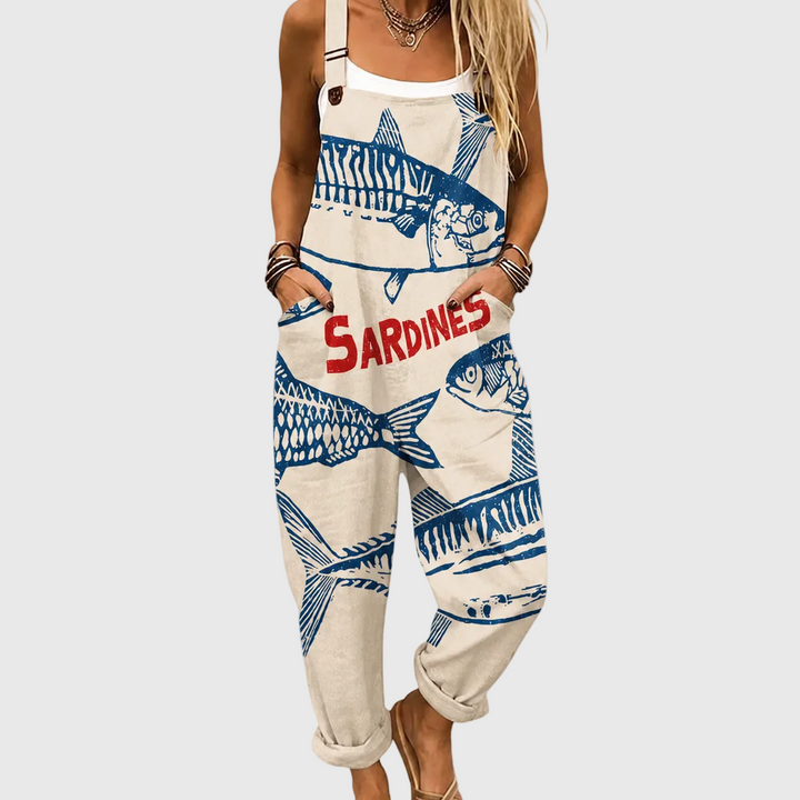 Tahlia – Soft Overall Sardine Print Sea