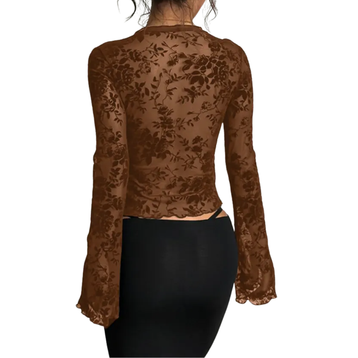 LISANDRA™ – Elegant Ruched Flounce Sleeve Top