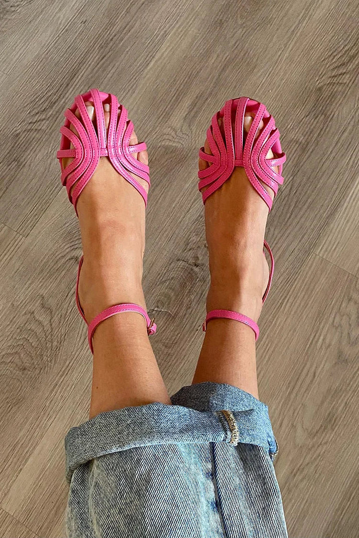 Priya – Plain Round-Toe Cut-Out Ballet Flats with Ankle Strap – Byron Grace