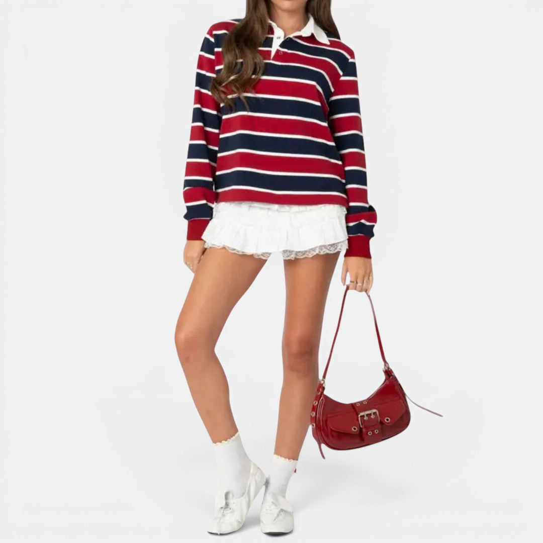 BRINDLE™ – Retro Striped Polo Collared Shirt