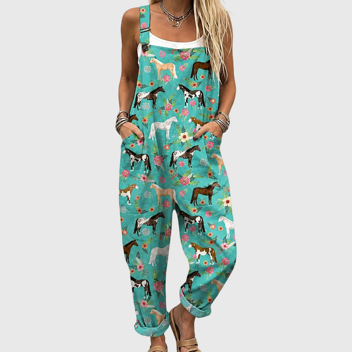 Maddison – Flowered Horses Overall