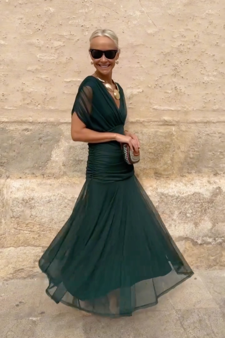 Evie - Elegant Silk Santana Dress