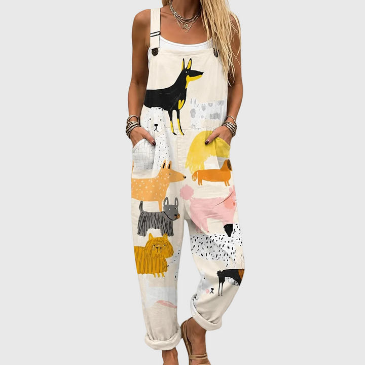 Alexandra – Soft Overalls with Animal Print