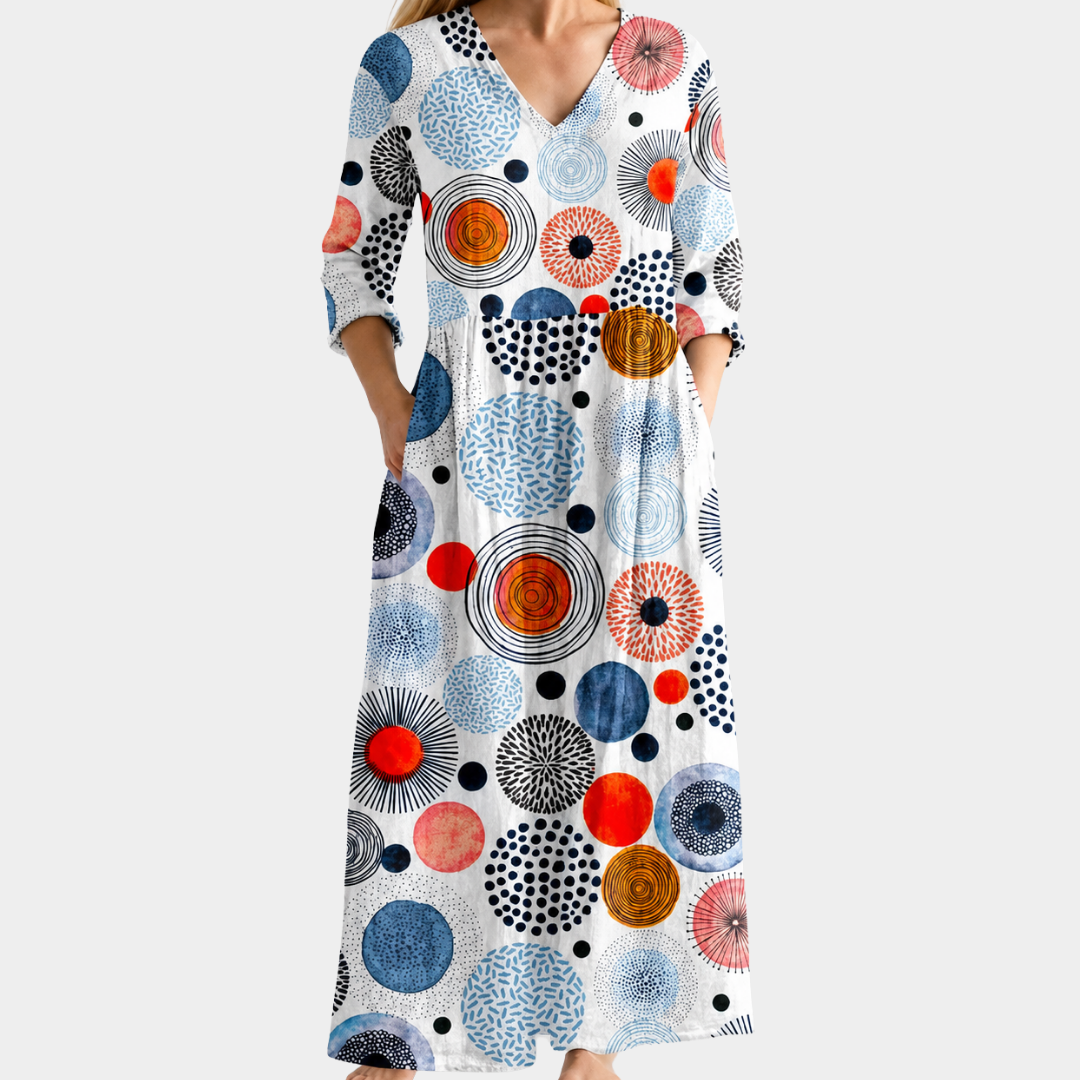 Paloma - Coastal Mosaic Circle Print Dress