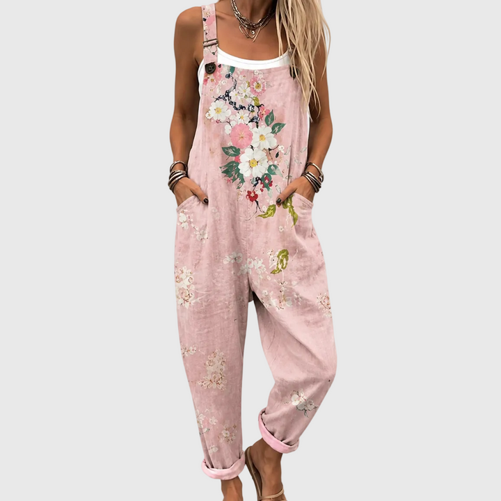 Evie – Pink Floral Overalls with Soft Comfort
