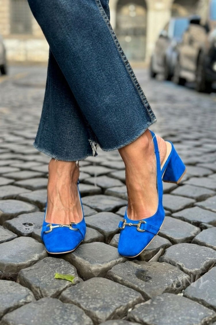 Layla – Olive Suede Slingback Block Heels – Byron Grace