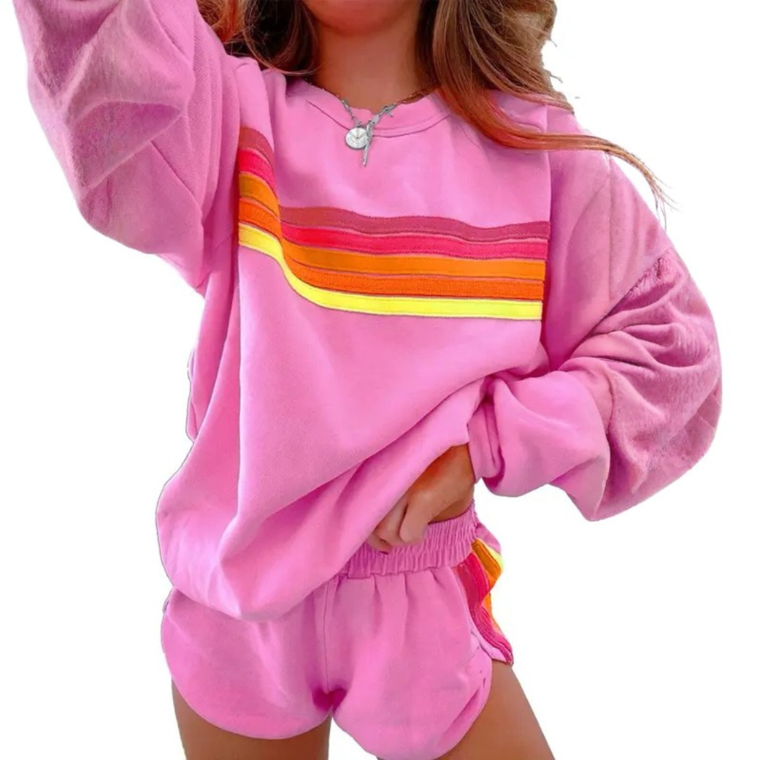 ROMY™ – Cozy Striped-Accent Pullover Loungewear Set