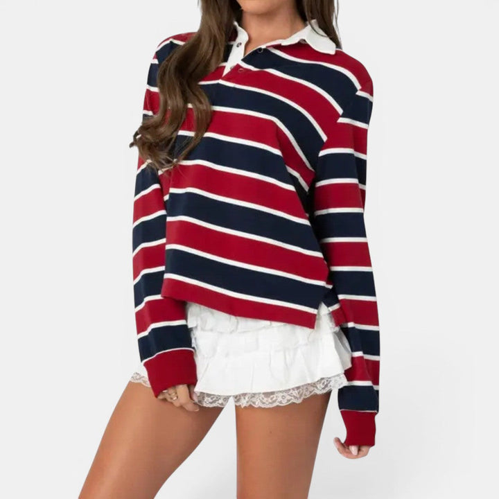 BRINDLE™ – Retro Striped Polo Collared Shirt