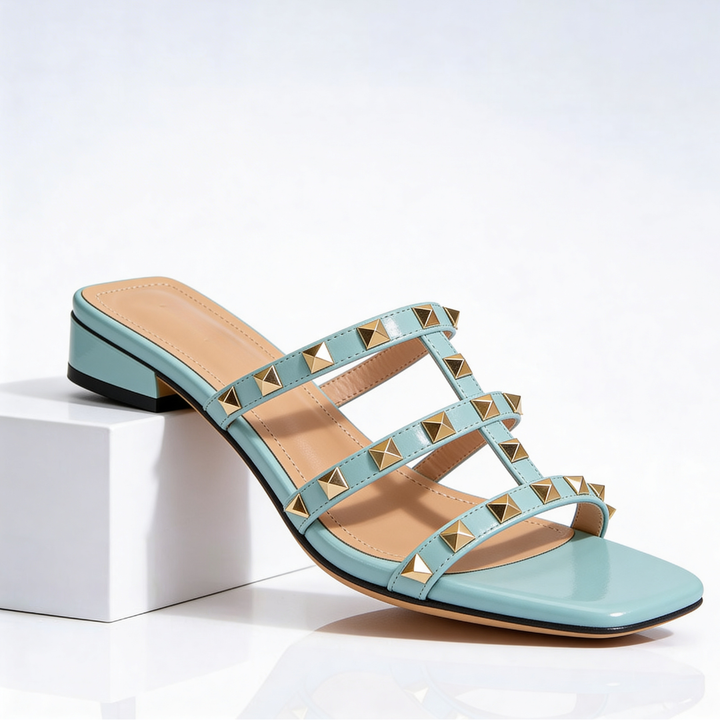Oriana - Studded Leather Mule with Square Toe