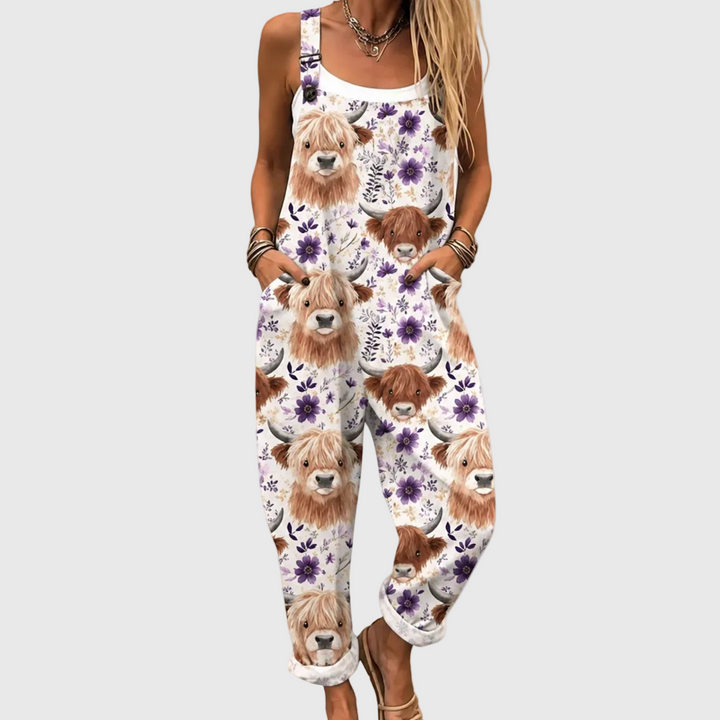 Keira – Highland Cows and Flowers Overalls