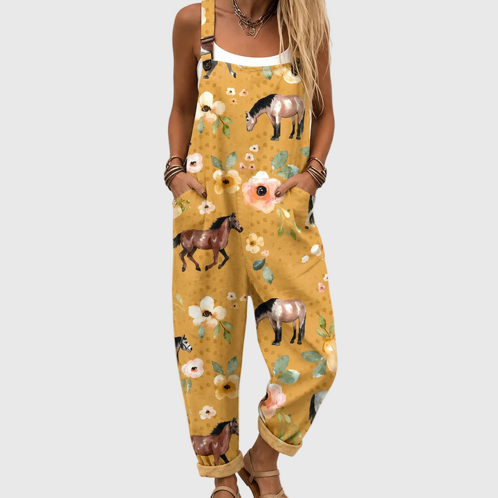 Zara – Soft Overall with Horse and Flower Print