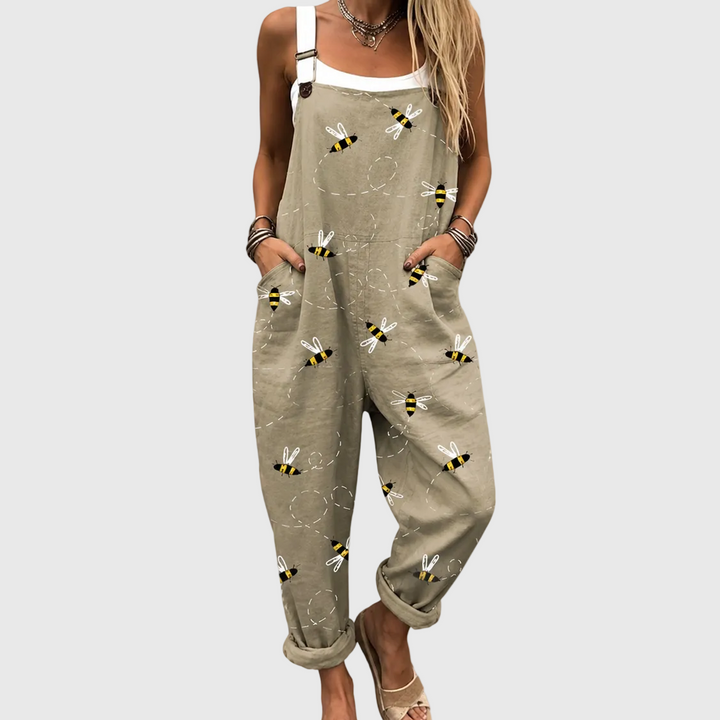 Chloe – Relaxed Overalls with Decorative Bees