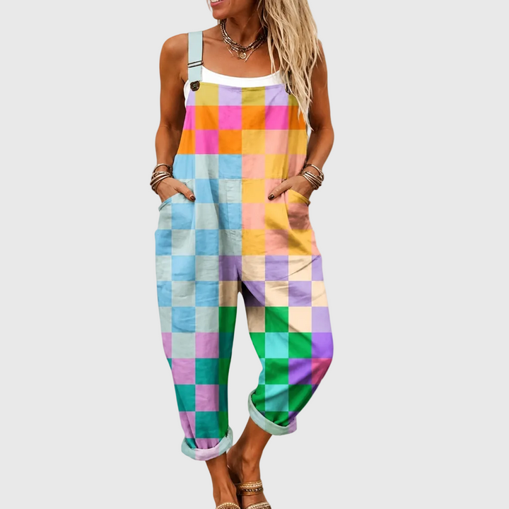 Danielle – Soft Multicolor Patchwork Overall
