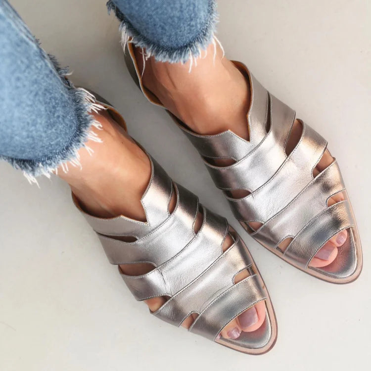 Karina – Casual Cut-Out Peep-Toe Pointed Slip-On Ballet Flats – Byron Grace