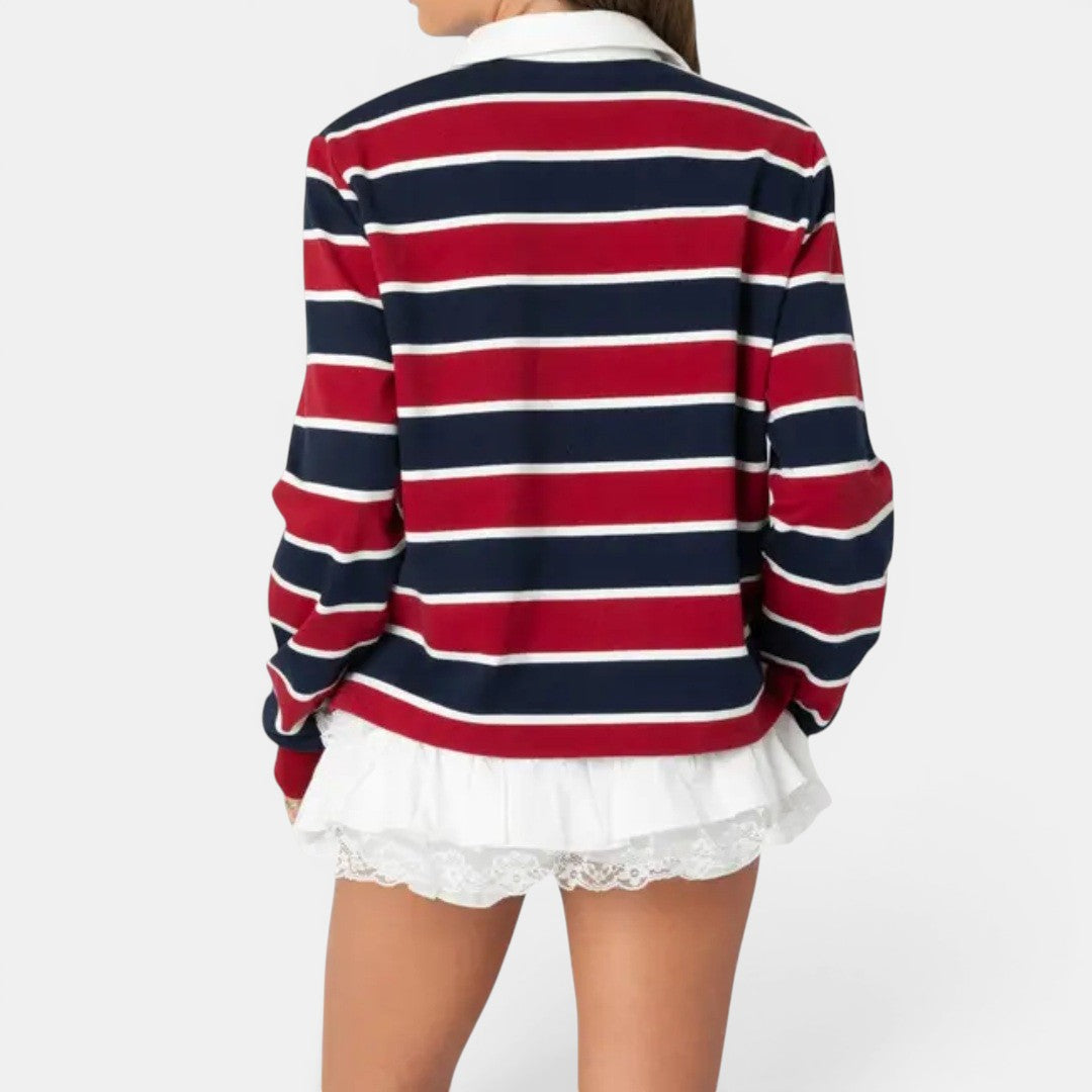 BRINDLE™ – Retro Striped Polo Collared Shirt