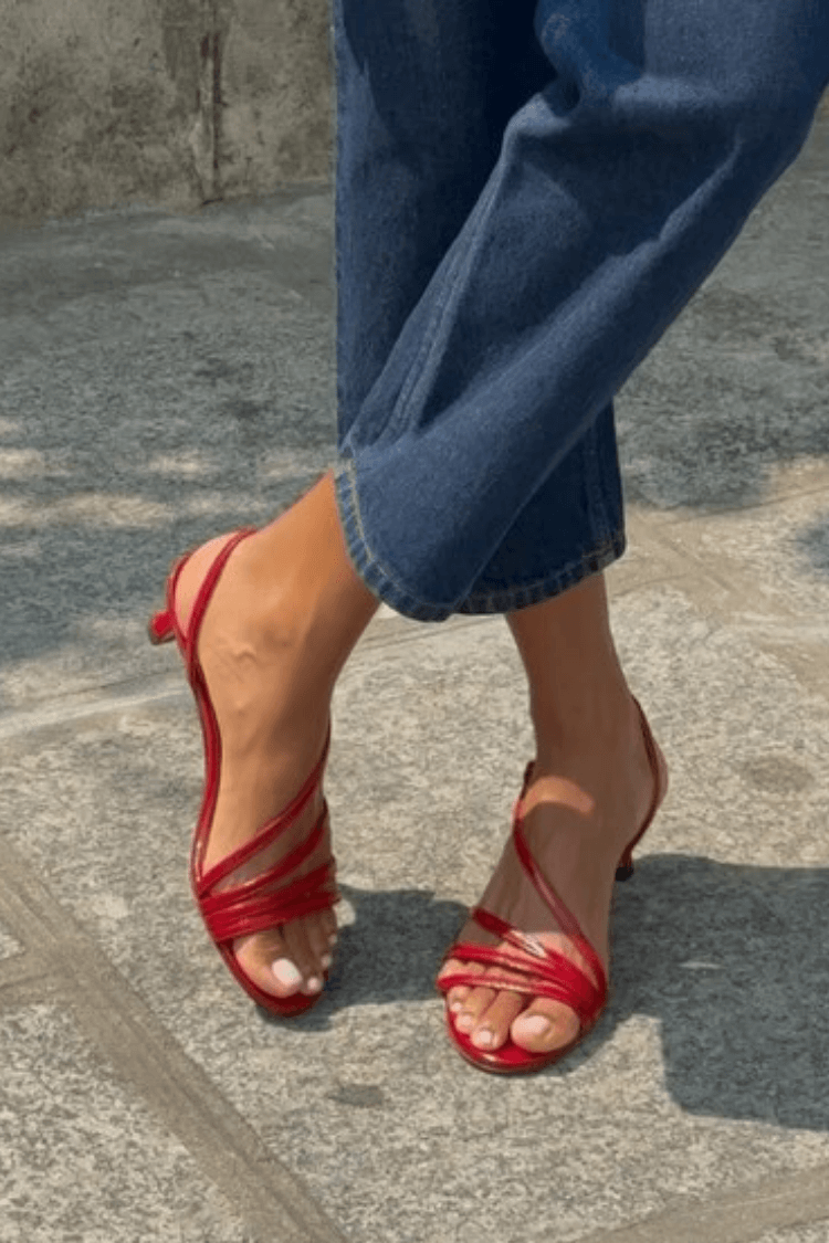 Yvette – Metallic Open-Toe Sandals with Ankle Strap and Criss-Cross Straps – Byron Grace