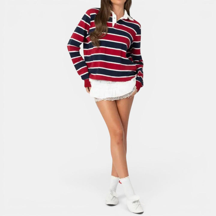 BRINDLE™ – Retro Striped Polo Collared Shirt