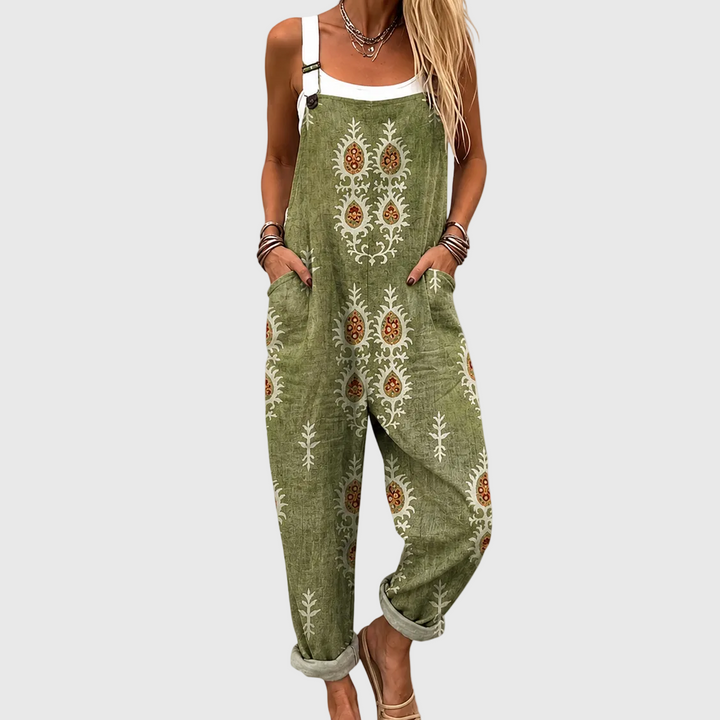 Ada – Relaxed Boho Style Olive Green Overalls