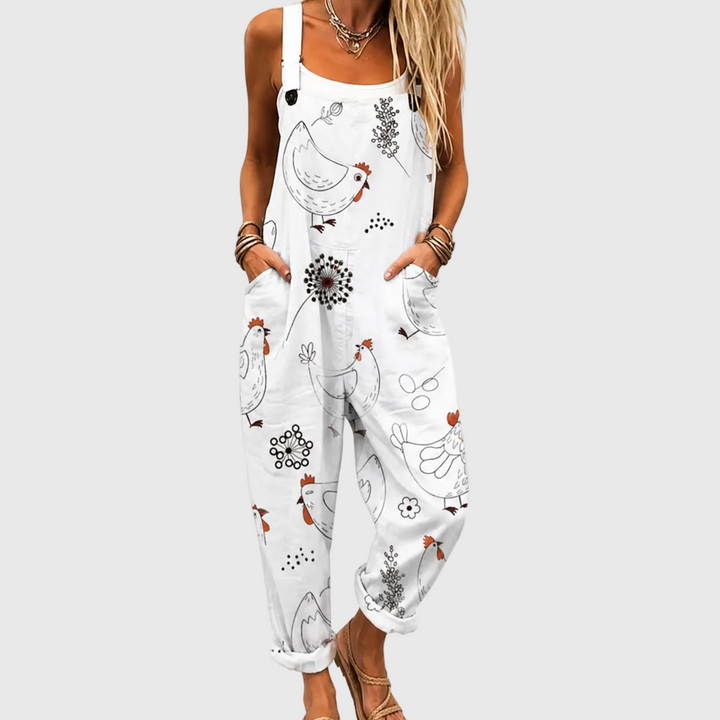 Rachel – Soft Overall with Hen Pattern