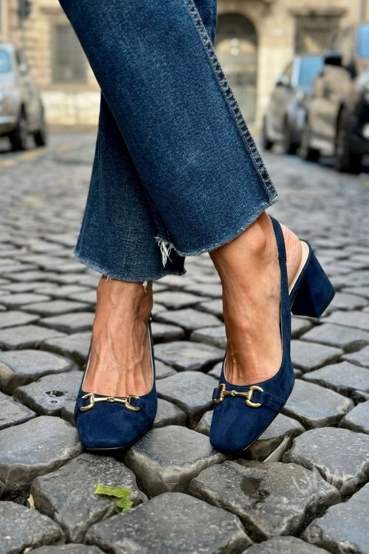 Layla – Olive Suede Slingback Block Heels – Byron Grace