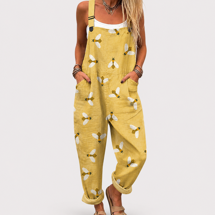 Ariella – Soft Yellow Overall with Bee Pattern