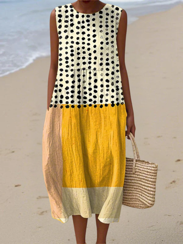 Leah™ - Polka Colorblock Midi Dress