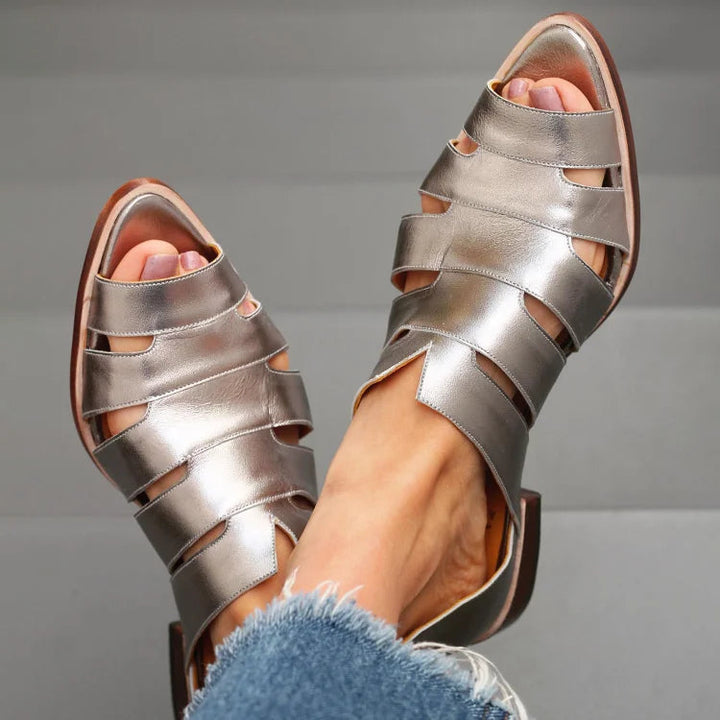 Karina – Casual Cut-Out Peep-Toe Pointed Slip-On Ballet Flats – Byron Grace