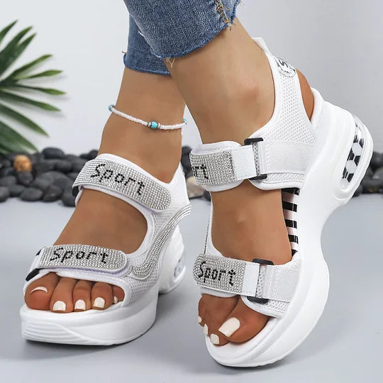 Audrina - Orthopedic Platform Sandals with Crystals