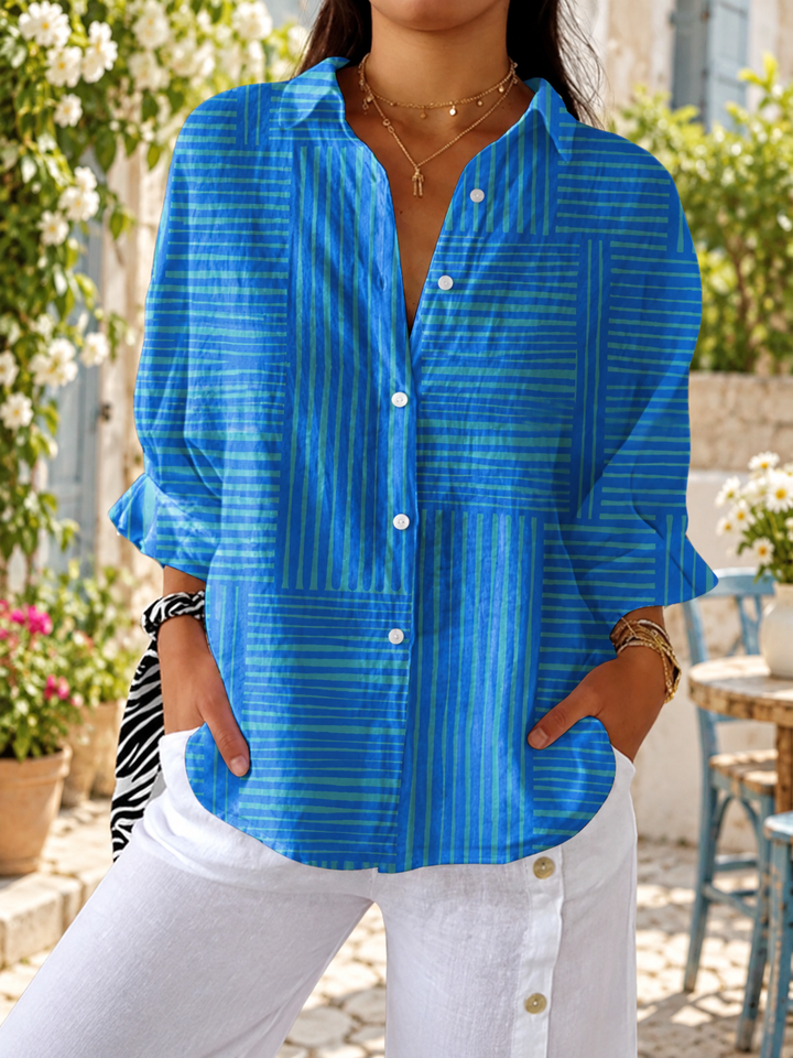 Feline – Azure Stripe Blouse