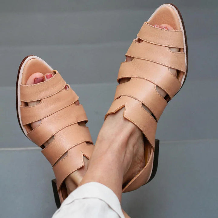Karina – Casual Cut-Out Peep-Toe Pointed Slip-On Ballet Flats – Byron Grace