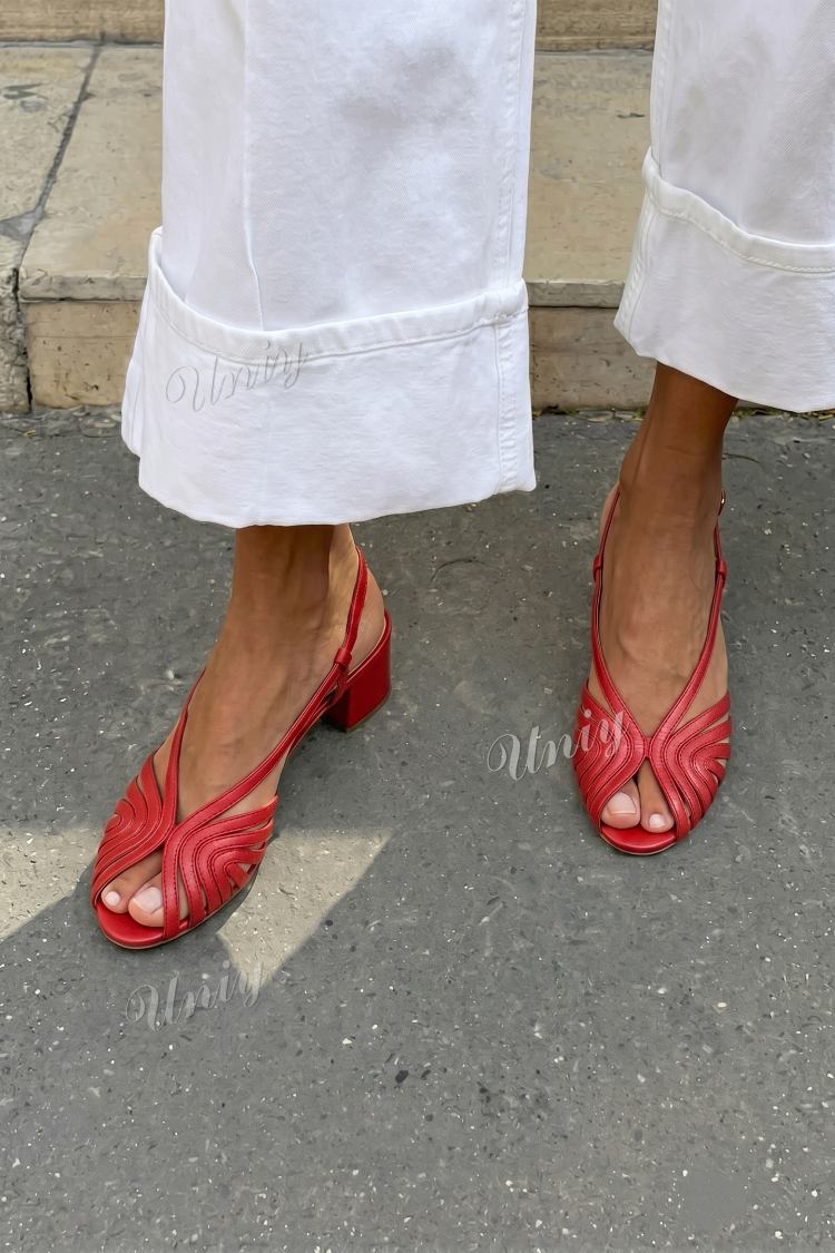 Genevieve – Rose Gold Woven Metallic Peep-Toe Slingback Block Heels – Byron Grace