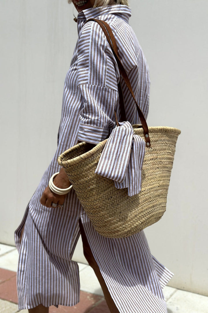 Sophia - Timeless Striped Shirt Dress with Elegant Comfort