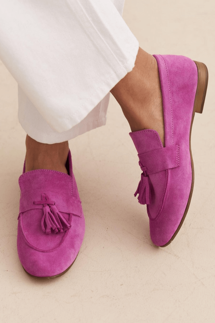 Imogen – Magenta Suede Loafers – Byron Grace