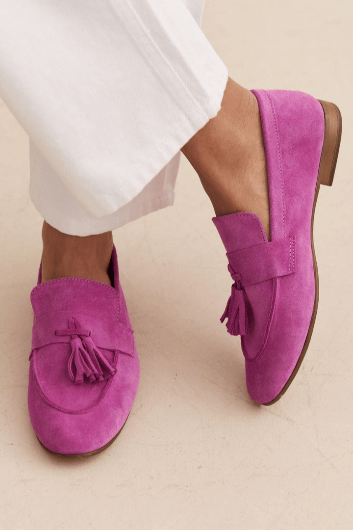 Imogen – Magenta Suede Loafers – Byron Grace