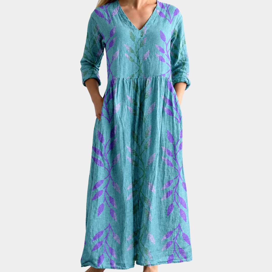 Greta - Seaside Lavender Leaf Dress