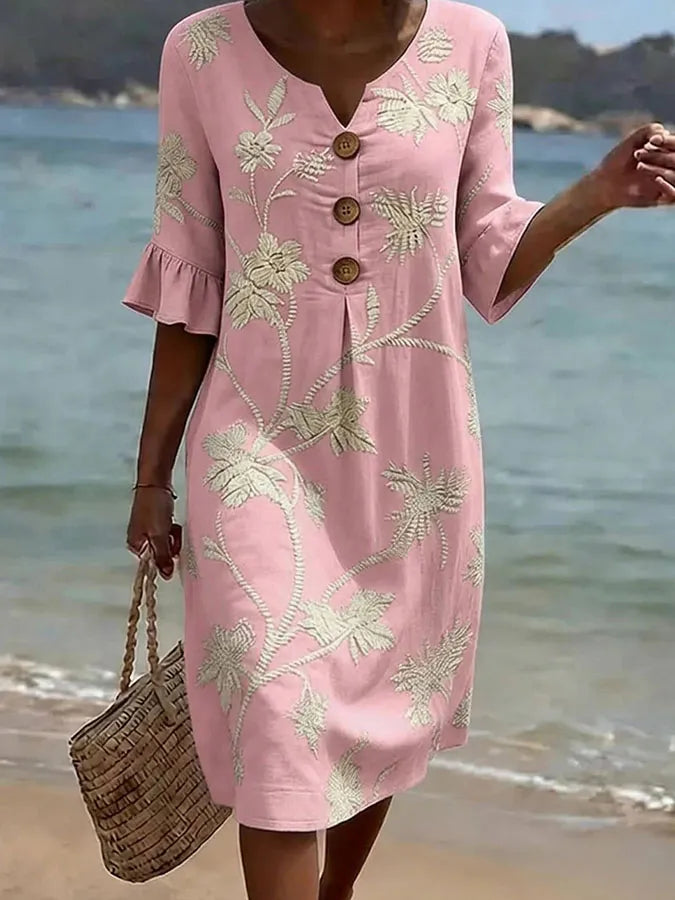 Zinnia - Casual Women's Dress with Floral Print