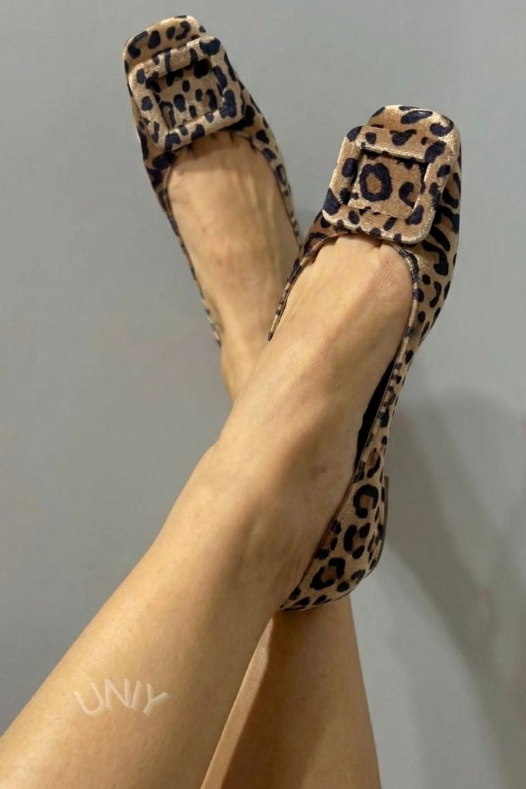 Alexandra – Velvet Square-Toe Ballet Flats with Buckle – Byron Grace